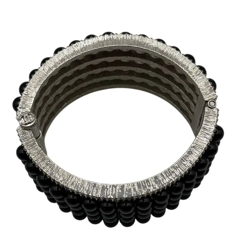 Chanel Multi Strand Bead and Crystal Silver Cuff